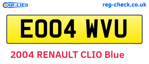EO04WVU are the vehicle registration plates.