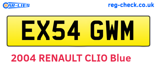 EX54GWM are the vehicle registration plates.