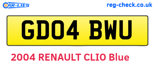 GD04BWU are the vehicle registration plates.
