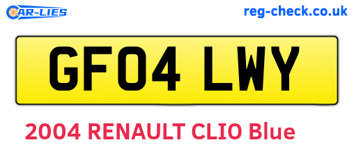 GF04LWY are the vehicle registration plates.