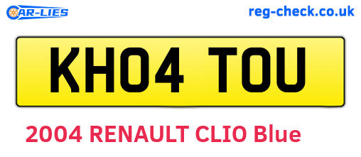 KH04TOU are the vehicle registration plates.