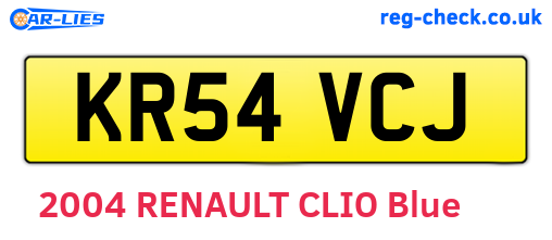 KR54VCJ are the vehicle registration plates.