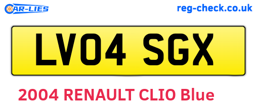 LV04SGX are the vehicle registration plates.