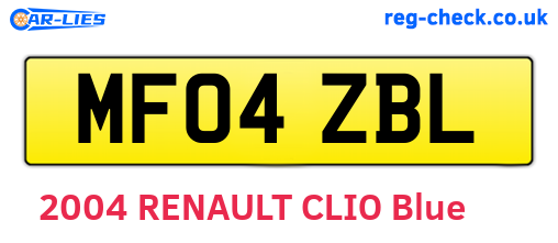 MF04ZBL are the vehicle registration plates.