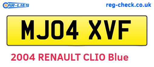 MJ04XVF are the vehicle registration plates.