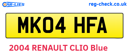 MK04HFA are the vehicle registration plates.