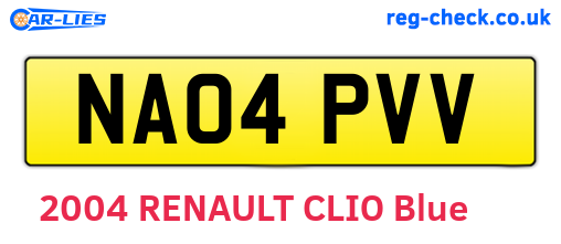 NA04PVV are the vehicle registration plates.