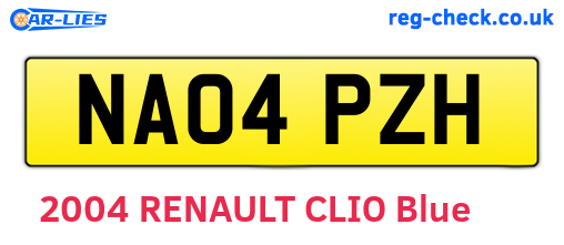 NA04PZH are the vehicle registration plates.