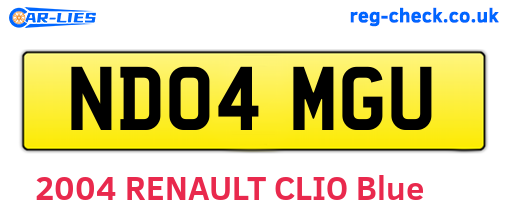 ND04MGU are the vehicle registration plates.