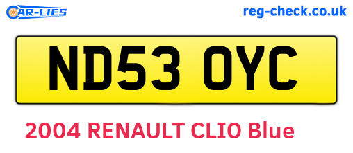 ND53OYC are the vehicle registration plates.
