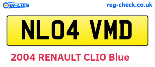 NL04VMD are the vehicle registration plates.
