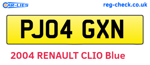 PJ04GXN are the vehicle registration plates.