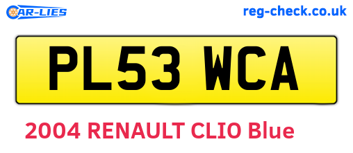 PL53WCA are the vehicle registration plates.