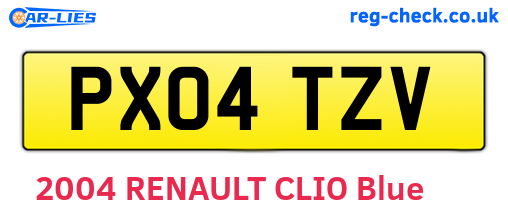 PX04TZV are the vehicle registration plates.