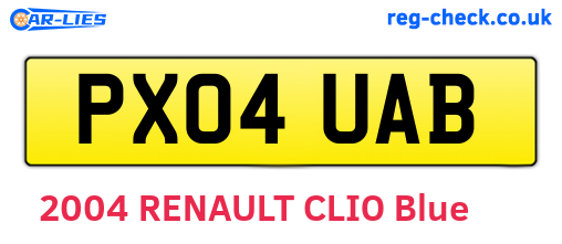 PX04UAB are the vehicle registration plates.