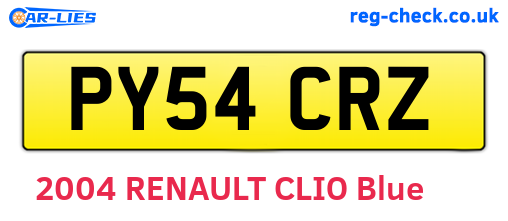 PY54CRZ are the vehicle registration plates.