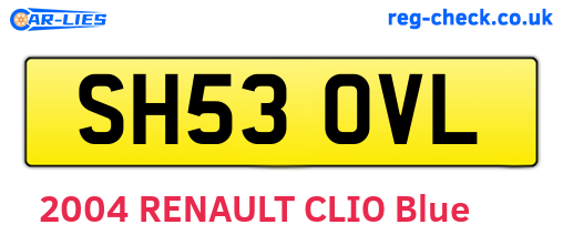 SH53OVL are the vehicle registration plates.