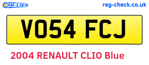 VO54FCJ are the vehicle registration plates.