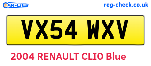 VX54WXV are the vehicle registration plates.