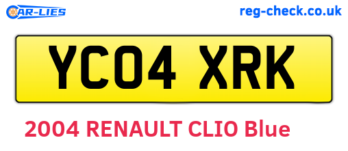 YC04XRK are the vehicle registration plates.
