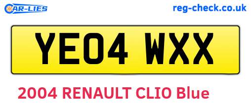YE04WXX are the vehicle registration plates.