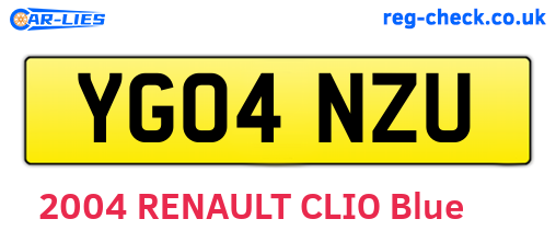 YG04NZU are the vehicle registration plates.