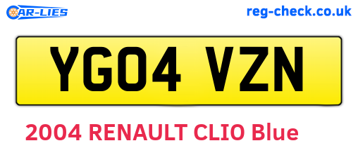 YG04VZN are the vehicle registration plates.