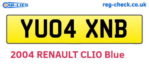 YU04XNB are the vehicle registration plates.