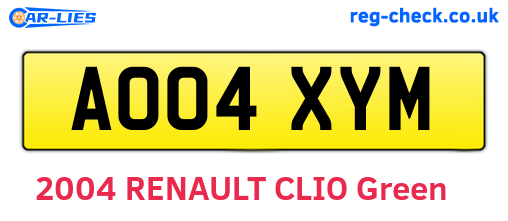 AO04XYM are the vehicle registration plates.