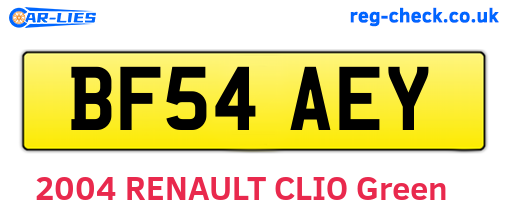 BF54AEY are the vehicle registration plates.
