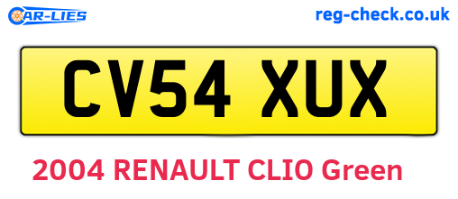 CV54XUX are the vehicle registration plates.