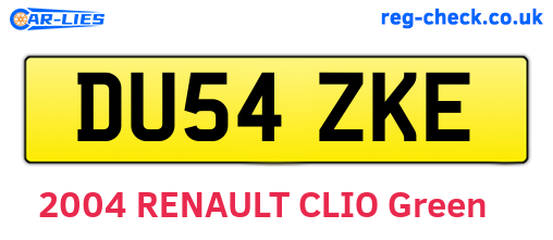 DU54ZKE are the vehicle registration plates.