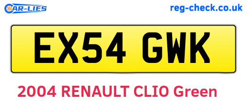 EX54GWK are the vehicle registration plates.