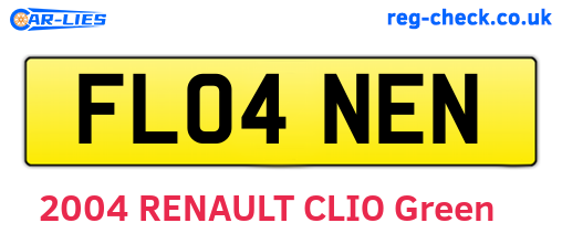 FL04NEN are the vehicle registration plates.