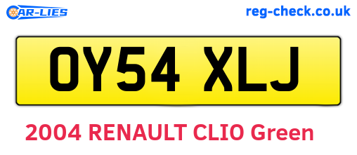 OY54XLJ are the vehicle registration plates.