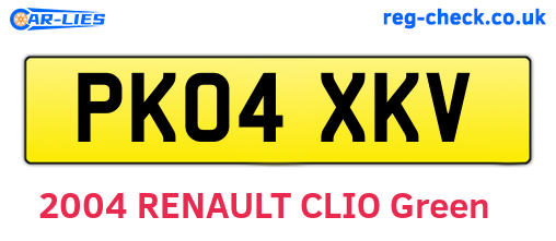 PK04XKV are the vehicle registration plates.
