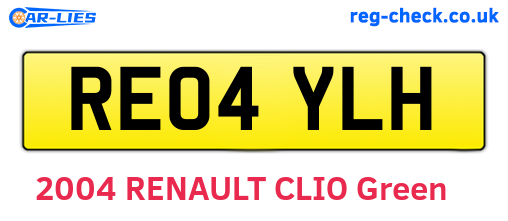 RE04YLH are the vehicle registration plates.