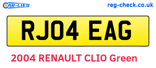 RJ04EAG are the vehicle registration plates.