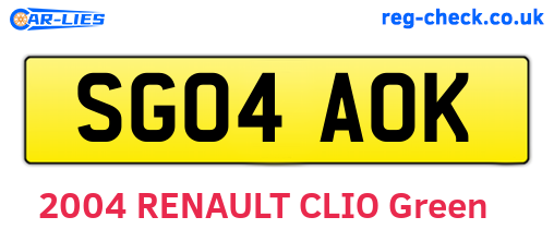 SG04AOK are the vehicle registration plates.