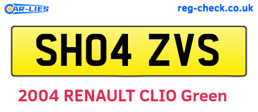 SH04ZVS are the vehicle registration plates.