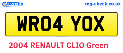 WR04YOX are the vehicle registration plates.