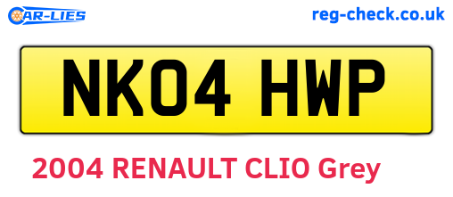NK04HWP are the vehicle registration plates.