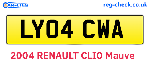 LY04CWA are the vehicle registration plates.