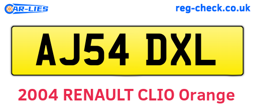AJ54DXL are the vehicle registration plates.