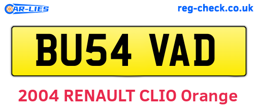 BU54VAD are the vehicle registration plates.