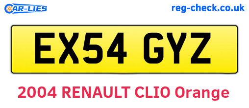 EX54GYZ are the vehicle registration plates.