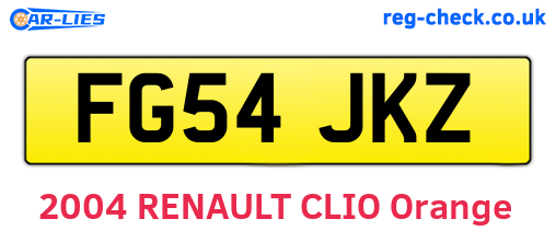 FG54JKZ are the vehicle registration plates.