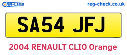SA54JFJ are the vehicle registration plates.