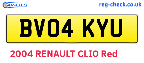 BV04KYU are the vehicle registration plates.