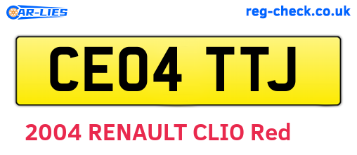 CE04TTJ are the vehicle registration plates.
